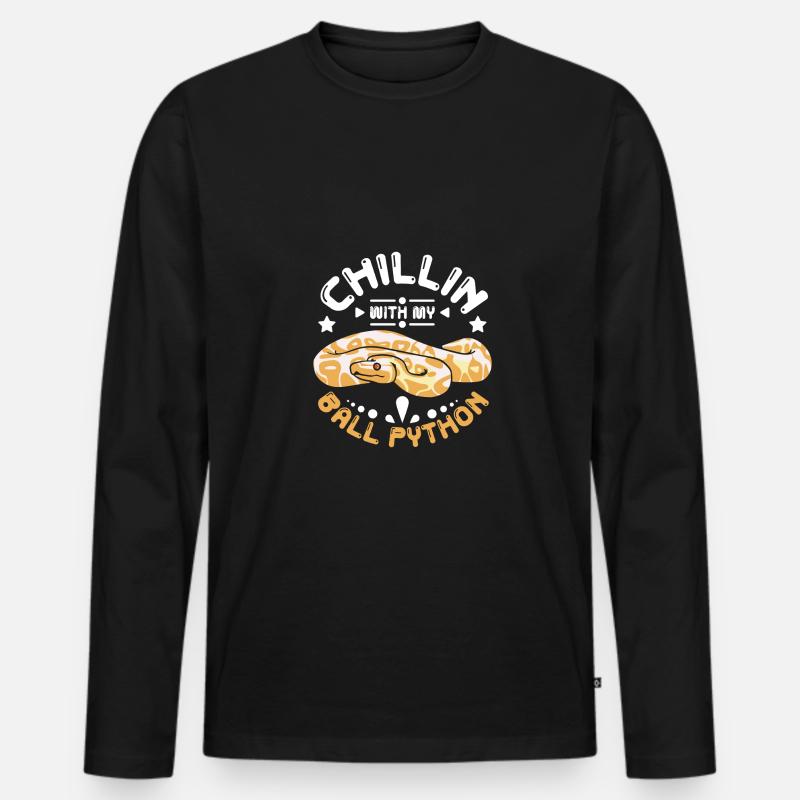 Chillin with my ball python - Männer Premium Bio Langarmshirt - Schwarz