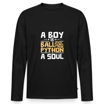 A boy a ball python a soul - Men's Premium Organic Long Sleeve Shirt - black - Front - Nico (187cm)