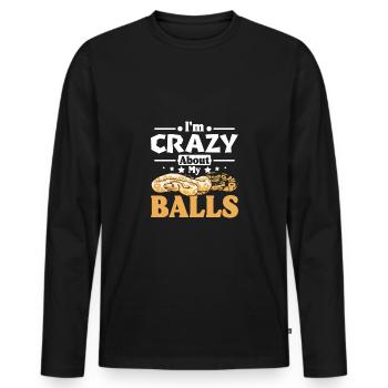 I'm crazy about my balls ball python - Men's Premium Organic Long Sleeve Shirt - black - Front - Nico (187cm)