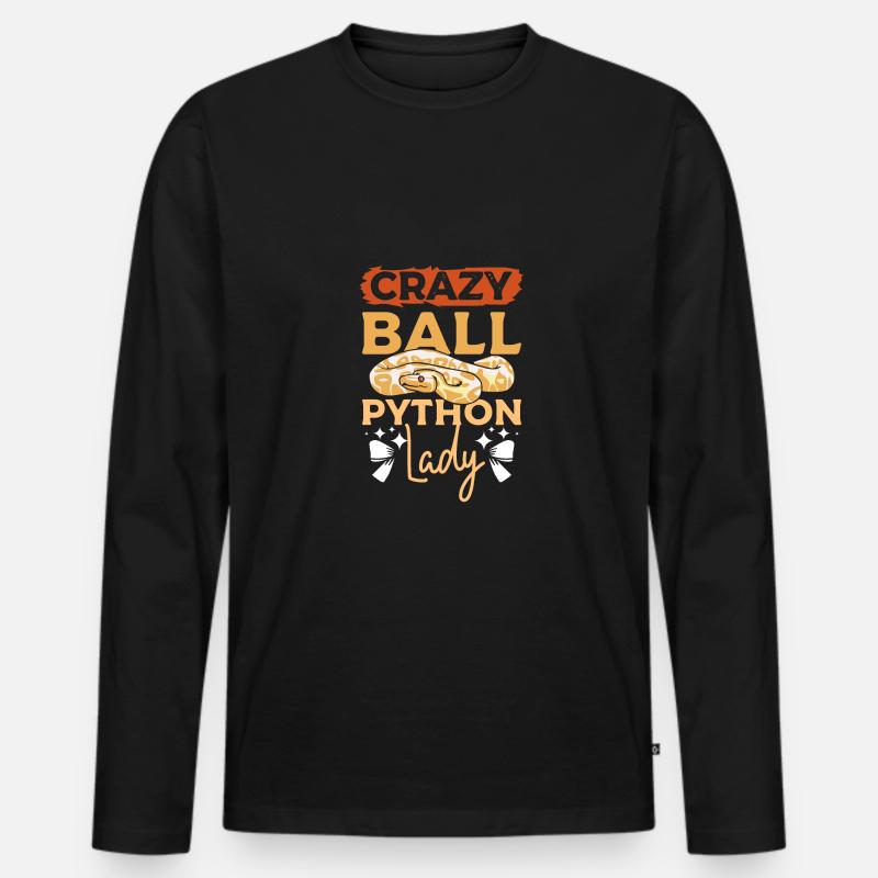 Crazy Ball python lady - Männer Premium Bio Langarmshirt - Schwarz