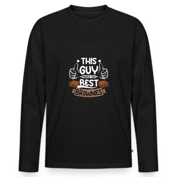 This guy makes the best brownies - Men's Premium Organic Long Sleeve Shirt - black - Front - Nico (187cm)
