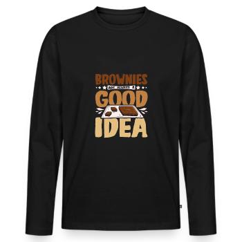 Brownies are always a good idea - Men's Premium Organic Long Sleeve Shirt - black - Front - Nico (187cm)