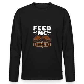 Feed Me Brownies - Men's Premium Organic Long Sleeve Shirt - black - Front - Nico (187cm)
