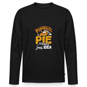 Pumpkin pie is always a good idea - Men's Premium Organic Long Sleeve Shirt - black - Front - Nico (187cm)