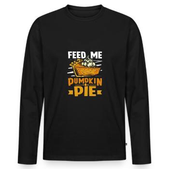 Feed me Pumpkin pie - Männer Premium Bio Langarmshirt - Schwarz - Vorne - Nico (187cm)