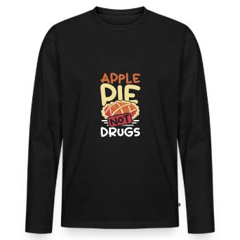 Apple pie not drugs - Männer Premium Bio Langarmshirt - Schwarz - Vorne - Nico (187cm)