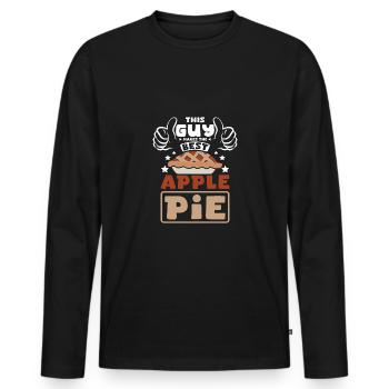 Ce gars fait la meilleure tarte aux pommes - T-shirt manches longues Premium bio Homme - noir - Devant - Nico (187cm)