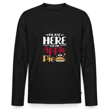Je suis juste ici pour la tarte aux pommes - T-shirt manches longues Premium bio Homme - noir - Devant - Nico (187cm)