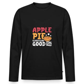 La tarte aux pommes est toujours une bonne idée - T-shirt manches longues Premium bio Homme - noir - Devant - Nico (187cm)