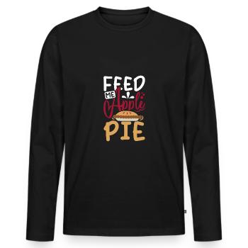 Feed me Apple pie - Männer Premium Bio Langarmshirt - Schwarz - Vorne - Nico (187cm)