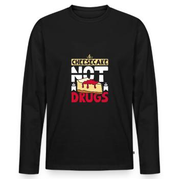 Le cheesecake, pas la drogue - T-shirt manches longues Premium bio Homme - noir - Devant - Nico (187cm)