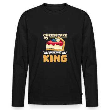 Roi de la fabrication du cheesecake - T-shirt manches longues Premium bio Homme - noir - Devant - Nico (187cm)