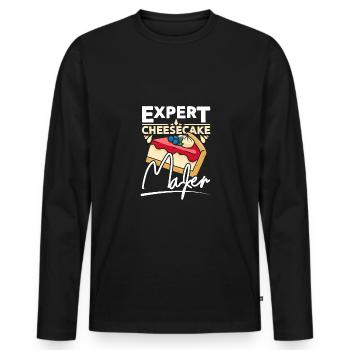 Expert Cheesecake maker - Men's Premium Organic Long Sleeve Shirt - black - Front - Nico (187cm)