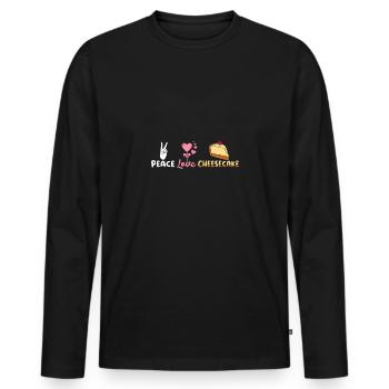 Peace Love Cheesecake - Men's Premium Organic Long Sleeve Shirt - black - Front - Nico (187cm)