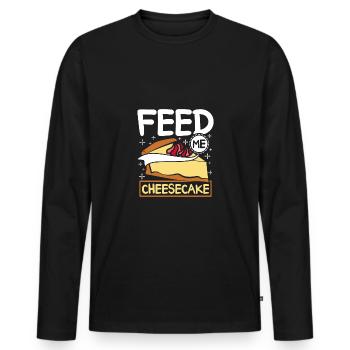 Feed me Cheesecake - Männer Premium Bio Langarmshirt - Schwarz - Vorne - Nico (187cm)