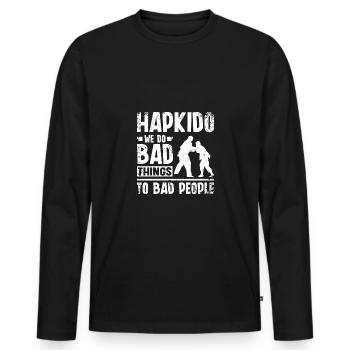 Hapkido on fait de mauvaises choses aux mauvaises personnes - T-shirt manches longues Premium bio Homme - noir - Devant - Nico (187cm)