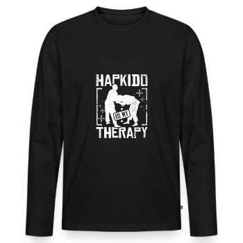 L’Hapkido est ma thérapie - T-shirt manches longues Premium bio Homme - noir - Devant - Nico (187cm)