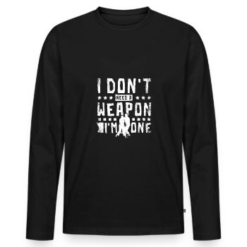Je n’ai pas besoin d’arme, je suis un Hapkido - T-shirt manches longues Premium bio Homme - noir - Devant - Nico (187cm)
