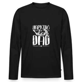 Fête des pères Hapkido papa - T-shirt manches longues Premium bio Homme - noir - Devant - Nico (187cm)
