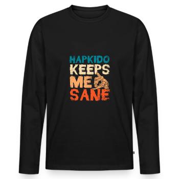 Hapkido me garde sain d’ - T-shirt manches longues Premium bio Homme - noir - Devant - Nico (187cm)