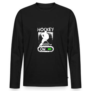 Mode roller hockey activé - T-shirt manches longues Premium bio Homme - noir - Devant - Nico (187cm)