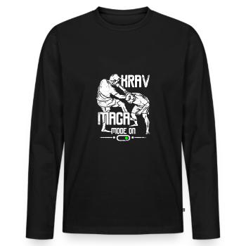 Krav maga mode on - Männer Premium Bio Langarmshirt - Schwarz - Vorne - Nico (187cm)