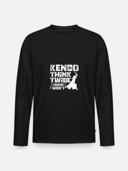 Kendo tænker sig om to gange, for det vil jeg ikke - Premium økologisk langærmet T-shirt til mænd - sort
