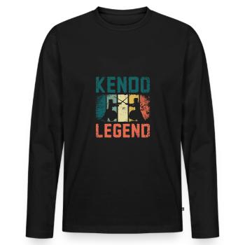 Légende du Kendo - T-shirt manches longues Premium bio Homme - noir - Devant - Nico (187cm)