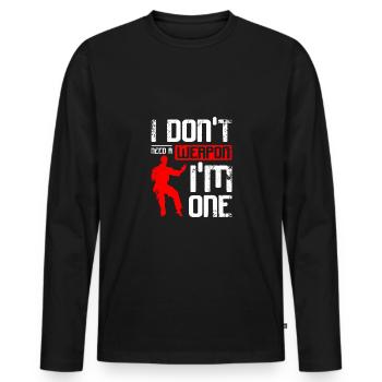 Je n’ai pas besoin d’arme, je suis un Wing chun - T-shirt manches longues Premium bio Homme - noir - Devant - Nico (187cm)