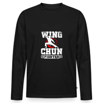 Wing chun Fighter - Men's Premium Organic Long Sleeve Shirt - black - Front - Nico (187cm)