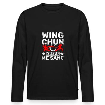 Wing chun keeps me sane - Men's Premium Organic Long Sleeve Shirt - black - Front - Nico (187cm)