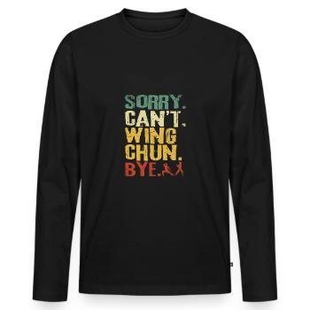 Désolé, je ne peux pas Wing chun Bye - T-shirt manches longues Premium bio Homme - noir - Devant - Nico (187cm)