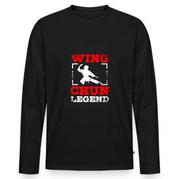 Légende du Wing chun - T-shirt manches longues Premium bio Homme - noir - Devant - Nico (187cm)