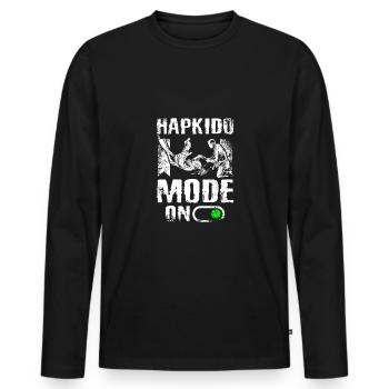 Mode Hapkido activé - T-shirt manches longues Premium bio Homme - noir - Devant - Nico (187cm)