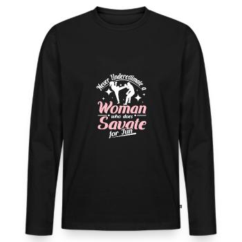 Never underestimate a woman who does savate - Männer Premium Bio Langarmshirt - Schwarz - Vorne - Nico (187cm)