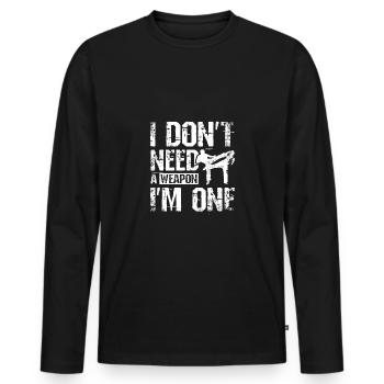 I don't need a weapon I'm one Savate - Männer Premium Bio Langarmshirt - Schwarz - Vorne - Nico (187cm)