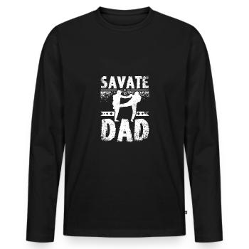 Fathers day Savate Dad - Männer Premium Bio Langarmshirt - Schwarz - Vorne - Nico (187cm)