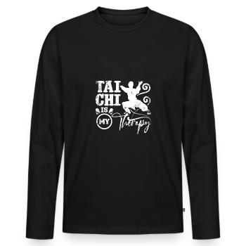 Tai chi is my therapy - Männer Premium Bio Langarmshirt - Schwarz - Vorne - Nico (187cm)