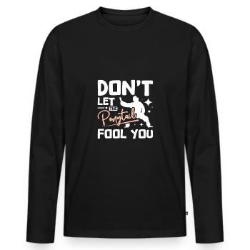 Tai chi girl don't let the ponytail fool you - Men's Premium Organic Long Sleeve Shirt - black - Front - Nico (187cm)