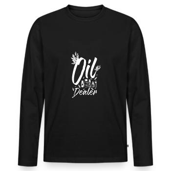 Revendeurs d’huiles essentielles - T-shirt manches longues Premium bio Homme - noir - Devant - Nico (187cm)