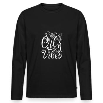 Essential oils Oily vibes - Männer Premium Bio Langarmshirt - Schwarz - Vorne - Nico (187cm)