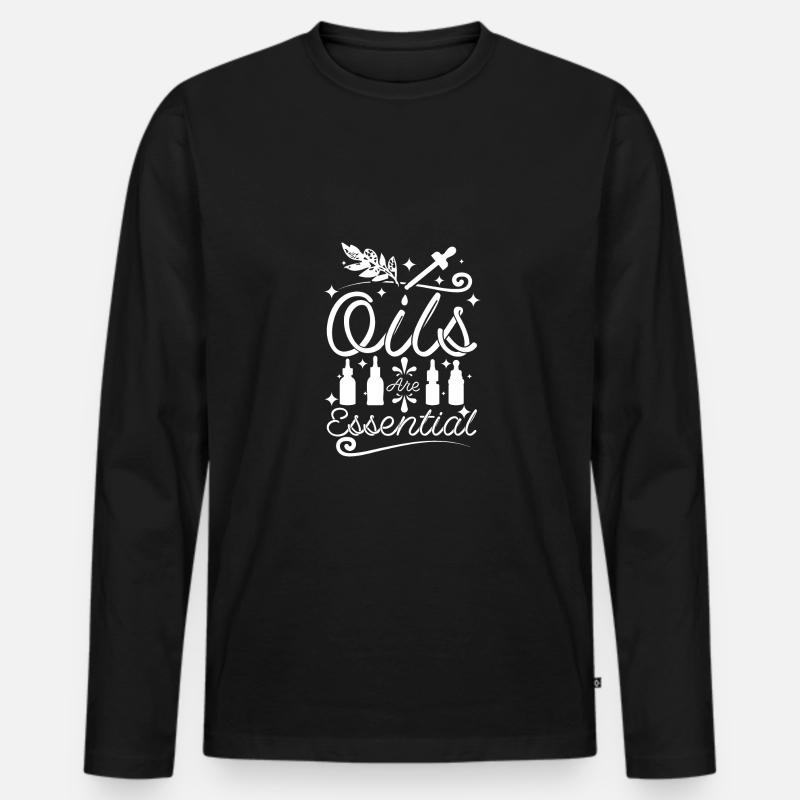 Oils Essential - Männer Premium Bio Langarmshirt - Schwarz