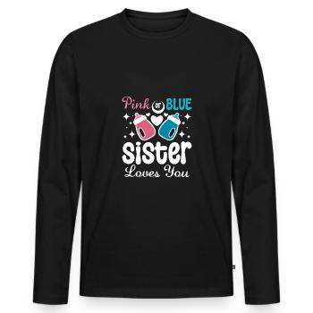 Pink or blue Sister loves you - Männer Premium Bio Langarmshirt - Schwarz - Vorne - Nico (187cm)
