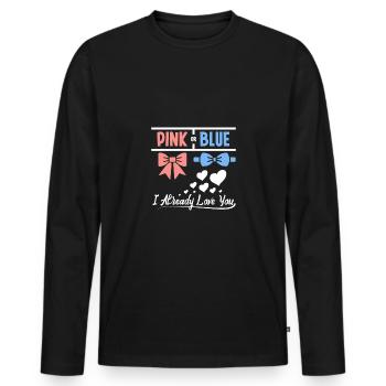 Pink or blue I already love you - Männer Premium Bio Langarmshirt - Schwarz - Vorne - Nico (187cm)