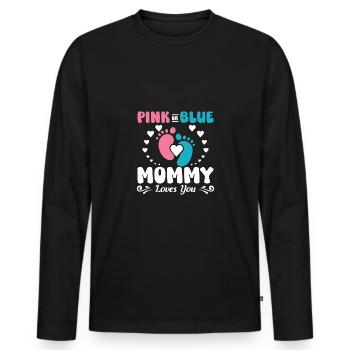 Pink or blue mommy loves you - Men's Premium Organic Long Sleeve Shirt - black - Front - Nico (187cm)