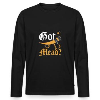 Foire de la Renaissance Vous avez de l’hydromel ? - T-shirt manches longues Premium bio Homme - noir - Devant - Nico (187cm)