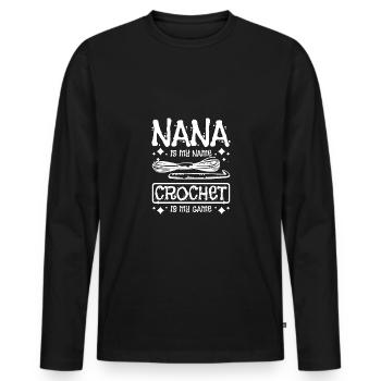 Nana is my name crochet is my game - Men's Premium Organic Long Sleeve Shirt - black - Front - Nico (187cm)