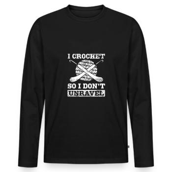 I crochet so I don't unravel - Men's Premium Organic Long Sleeve Shirt - black - Front - Nico (187cm)