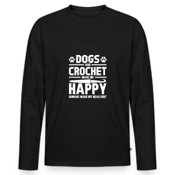 Dogs and crochet make me happy - Men's Premium Organic Long Sleeve Shirt - black - Front - Nico (187cm)