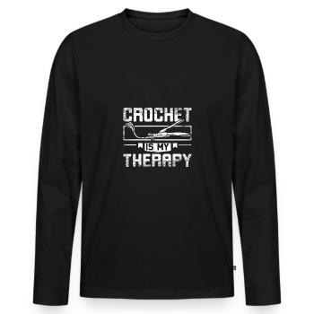 Crochet is my therapy - Men's Premium Organic Long Sleeve Shirt - black - Front - Nico (187cm)